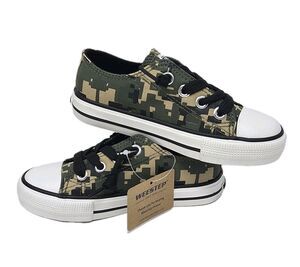 Weestep Kids Block Camoflauge Canvas Low Top Lace Sneakers Camo Green Size 10
